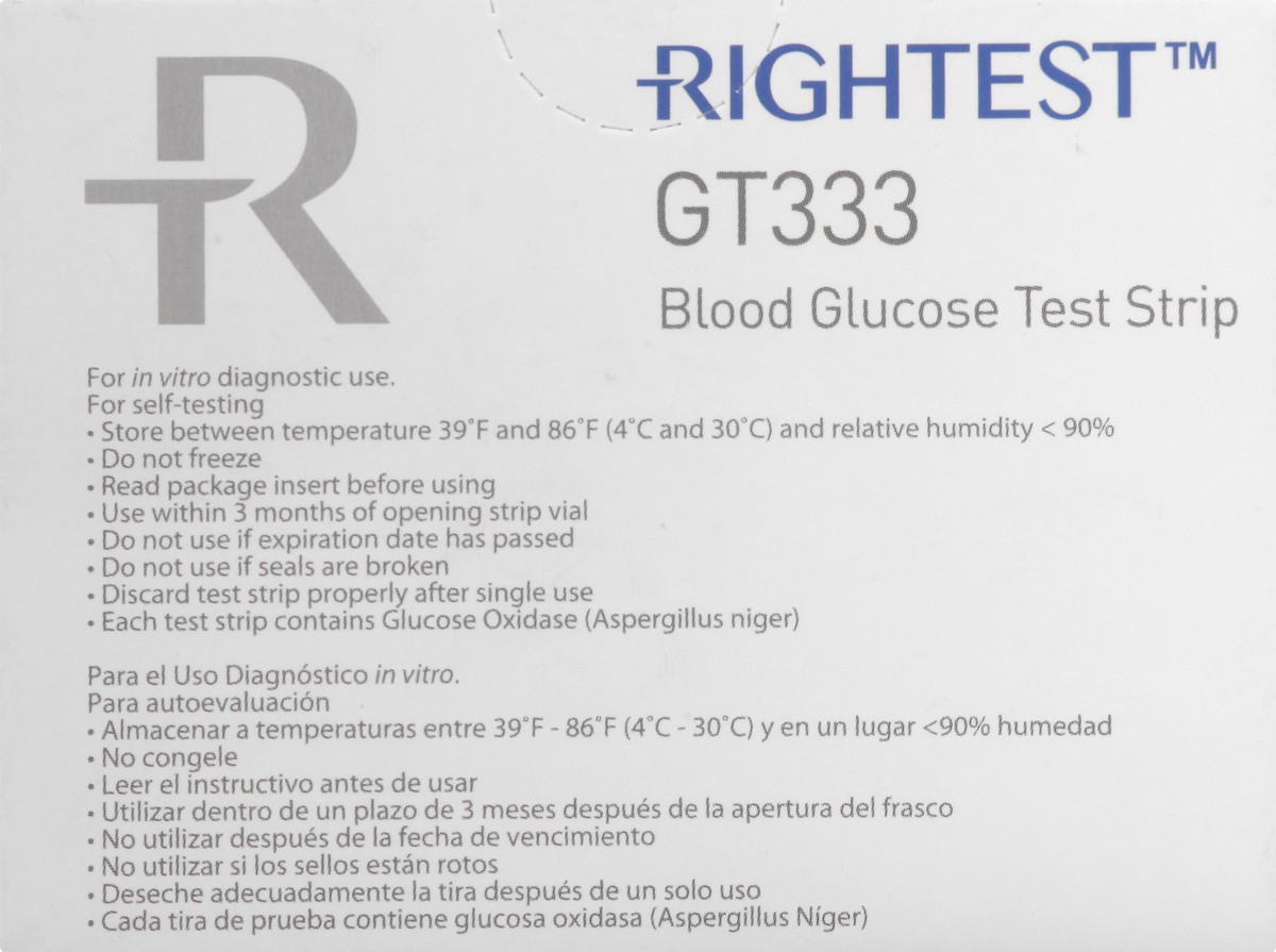 slide 3 of 11, Rightest GT333 Blood Glucose Test Strips 50 ea, 50 ct