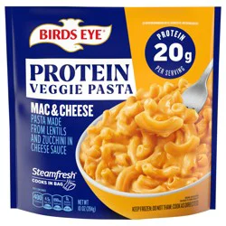 Birds Eye Veggie Pasta Mac and Cheese Elbows with Cheddar Cheese Sauce, Frozen Sides, 10 oz. Bag