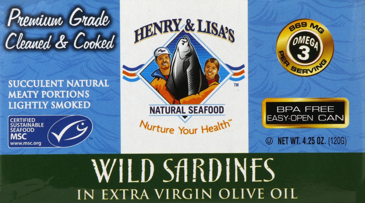 slide 1 of 1, Henry & Lisa's Sardines 4.25 oz, 4 oz