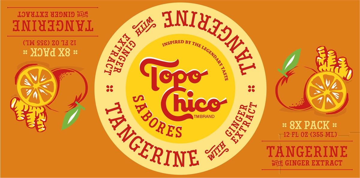 slide 8 of 11, Topo Chico Sabores Tangerine With Ginger Extract Cans- 8 ct, 8 ct; 12 oz
