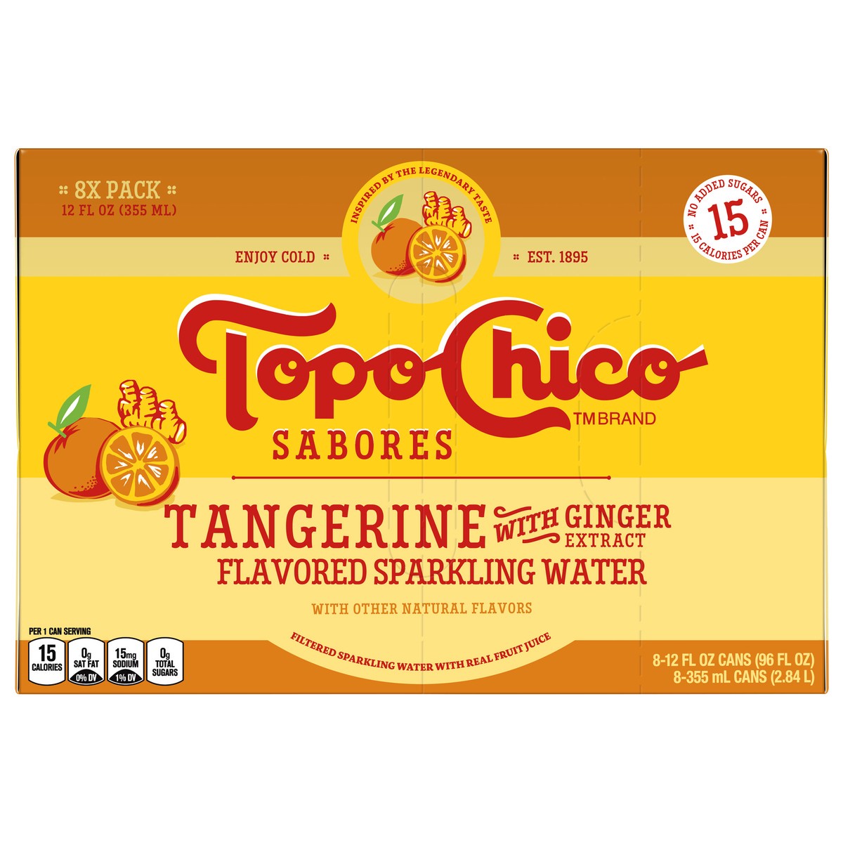 slide 1 of 11, Topo Chico Sabores Tangerine With Ginger Extract Cans- 8 ct, 8 ct; 12 oz