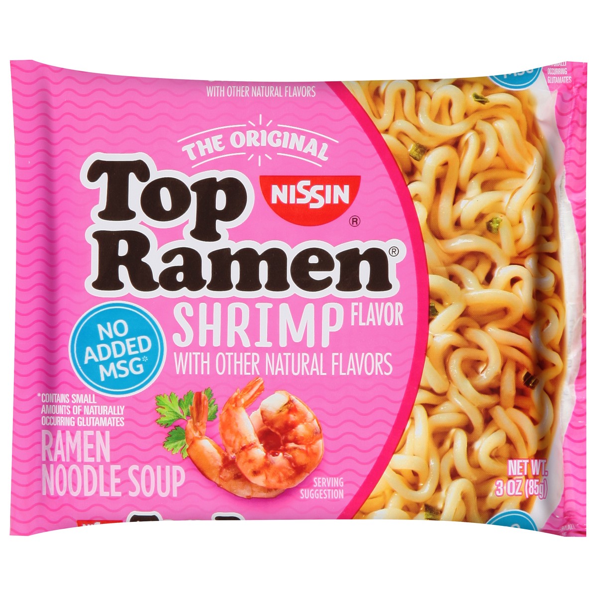 slide 1 of 6, Nissin Top Ramen Shrimp Flavor Ramen Noodle Soup 3 oz, 3 oz