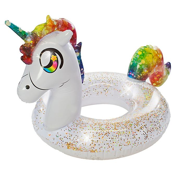 slide 1 of 5, PoolCandy Glitterfied Rainbow Unicorn Pool Float, 1 ct