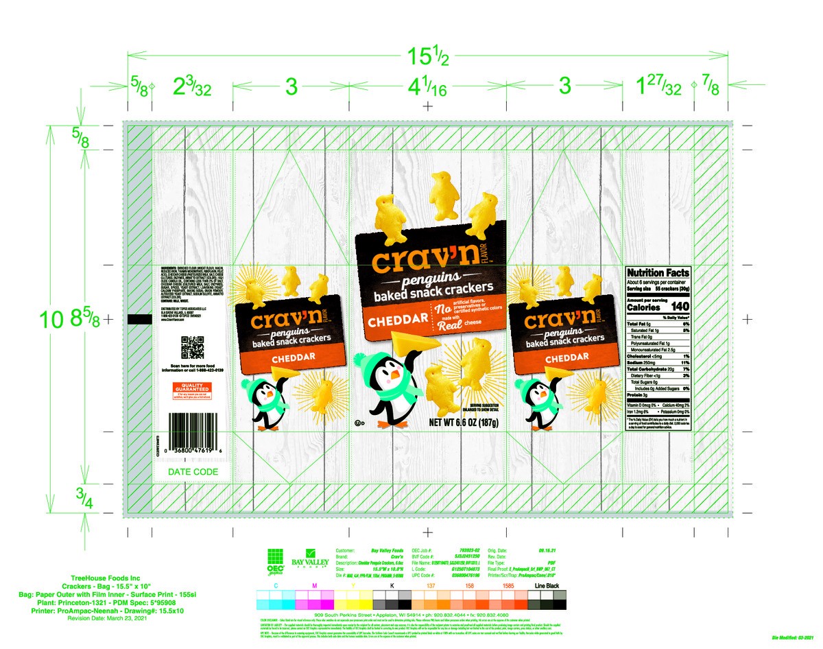 slide 6 of 13, Crav'n Flavor Penguins Baked Cheddar Snack Crackers - 6.6 oz, 6.6 oz