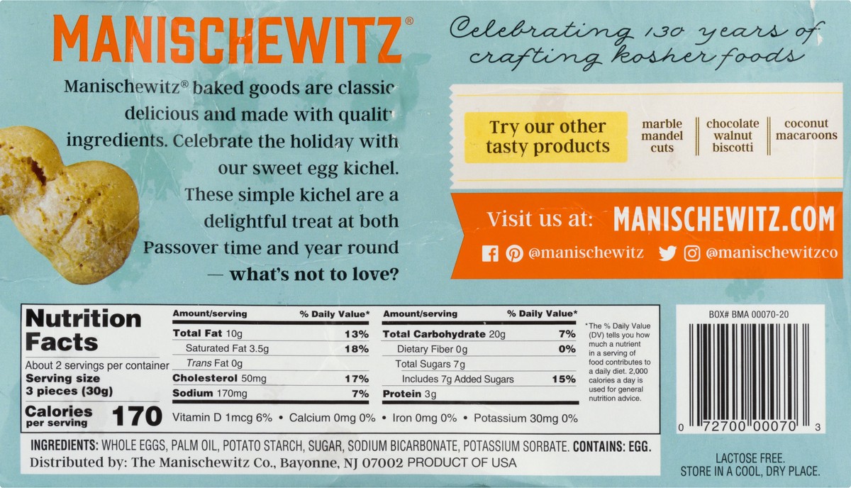 slide 6 of 10, Manischewitz Sweet Egg Kichel 2.25 oz, 2.25 oz