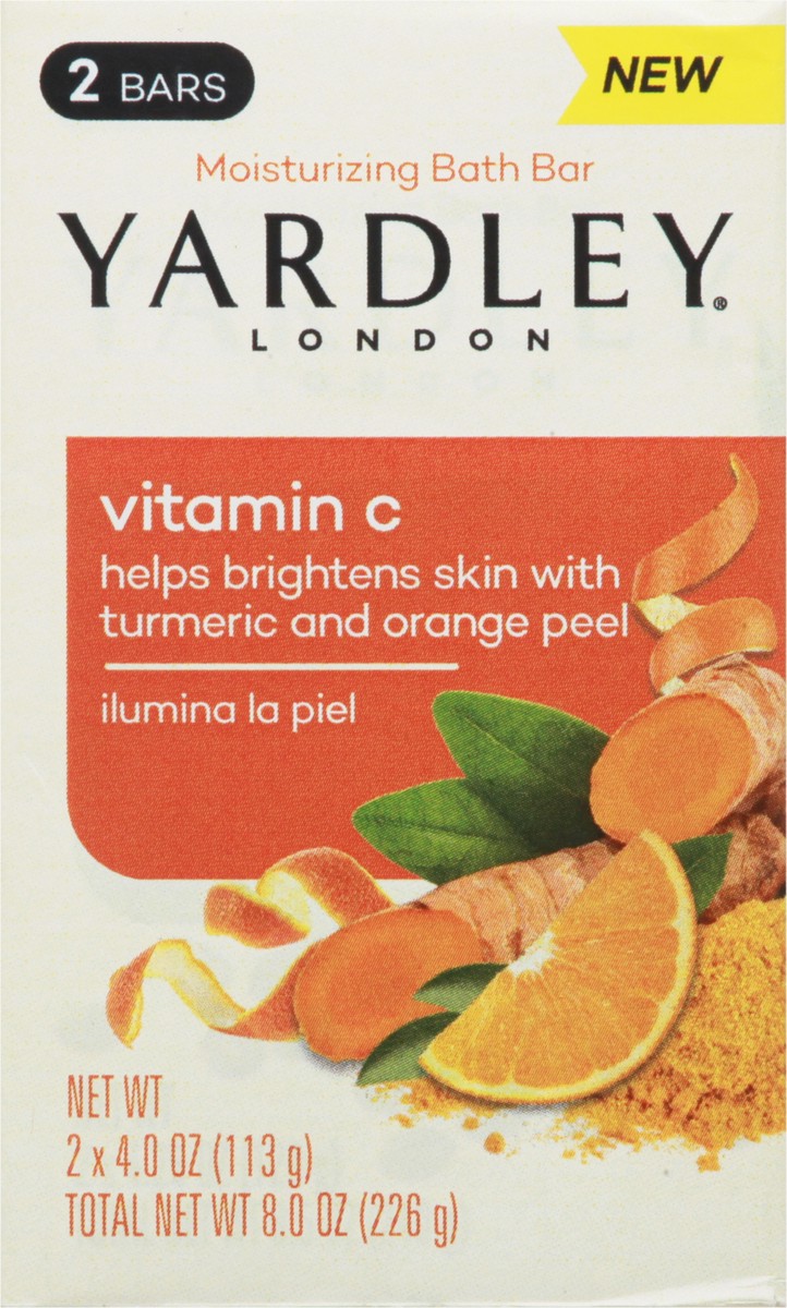 slide 13 of 14, Yardley London Nourishing Bath Soap Bar Vitamin C, Helps Brighten Skin with Turmeric & Orange Peel, 4.0 oz Bath Bar, 2 Soap Bars, 2 ct