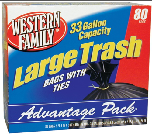 slide 1 of 1, Western Family Large Trash Bags, 80 ct