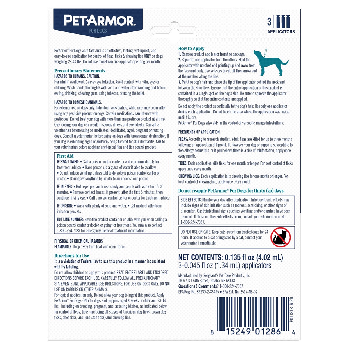 slide 6 of 17, Petarmor Md Dog 3Ct F&T So 23-44Lb, 3 ct