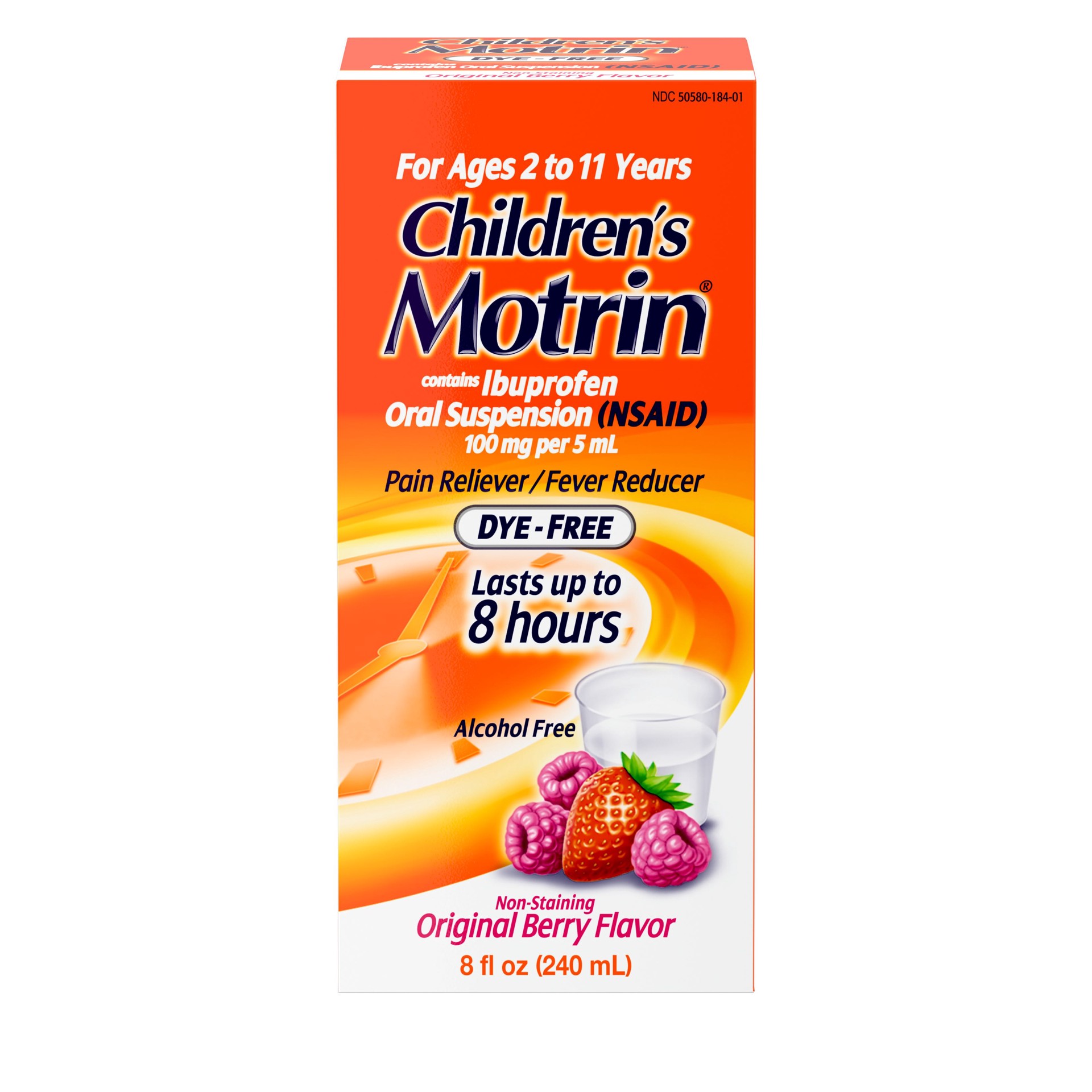 slide 9 of 9, Children's Motrin Oral Suspension Dye-Free Berry Liquid, 8 fl oz