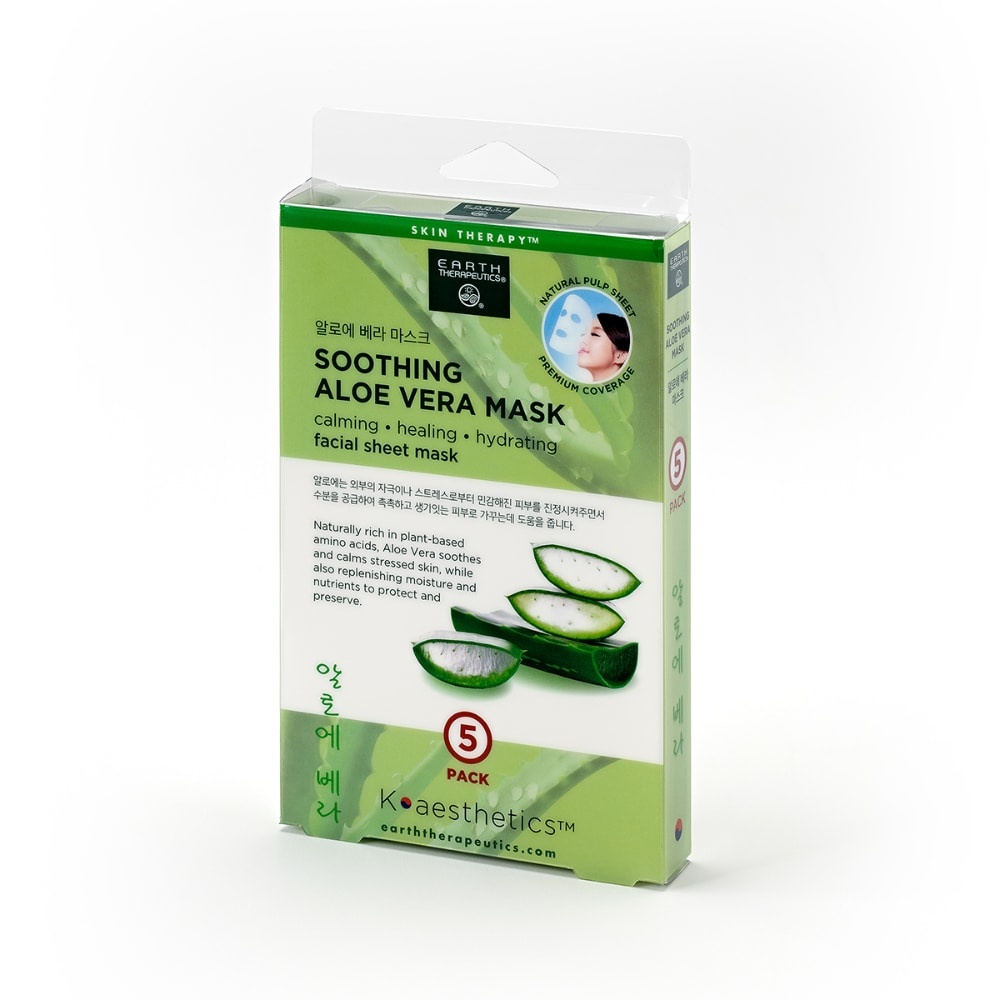 slide 1 of 1, Earth Therapeutics Soothing Aloe Vera Facial Sheet Mask, 1 ct