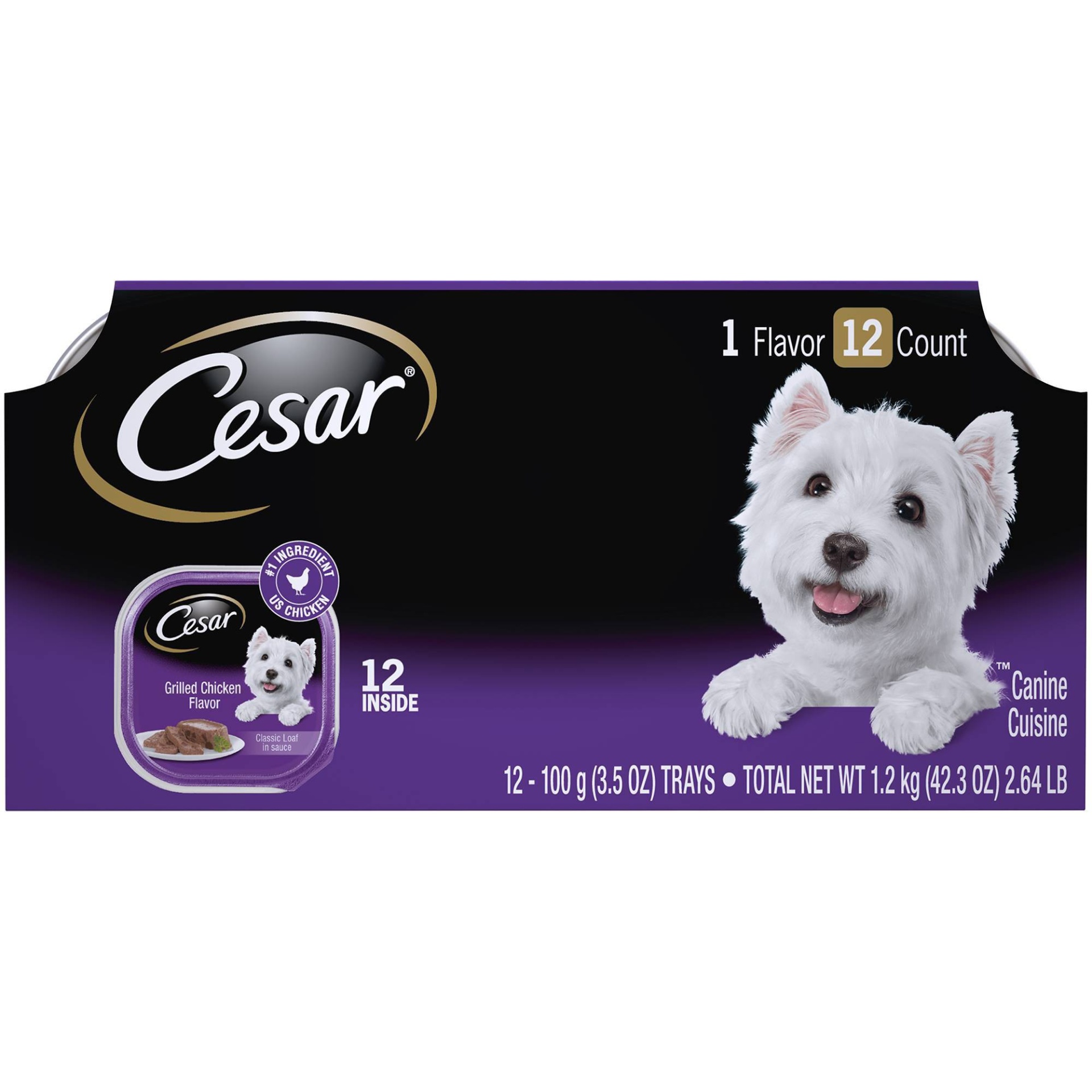 slide 1 of 9, Cesar Grilled Chicken Flavor Wet Dog Food, 12 ct