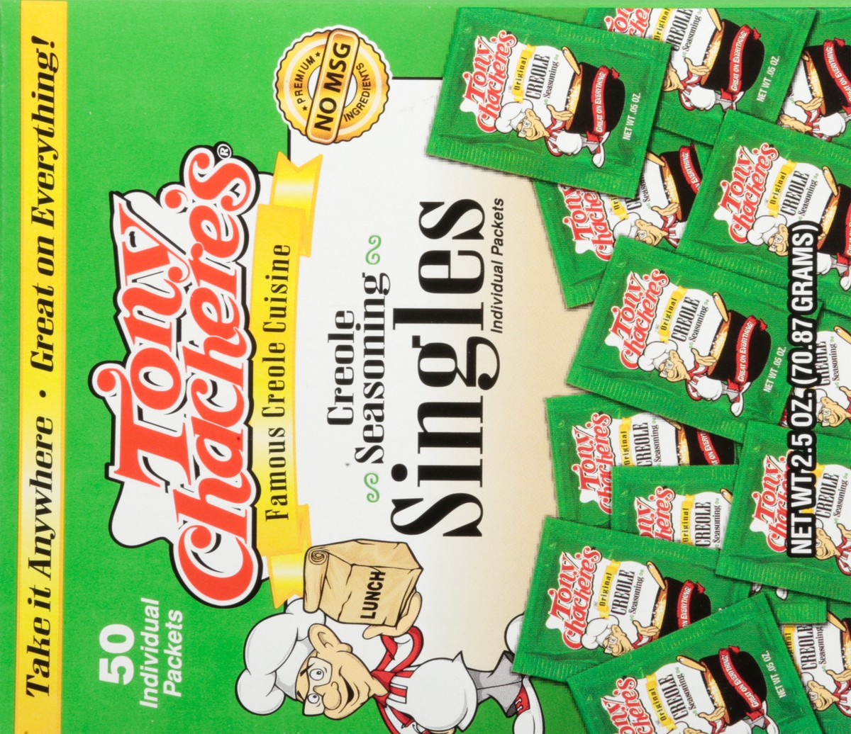 slide 13 of 14, Tony Chachere's Creole Singles Seasoning 50 Packets, 50 ct