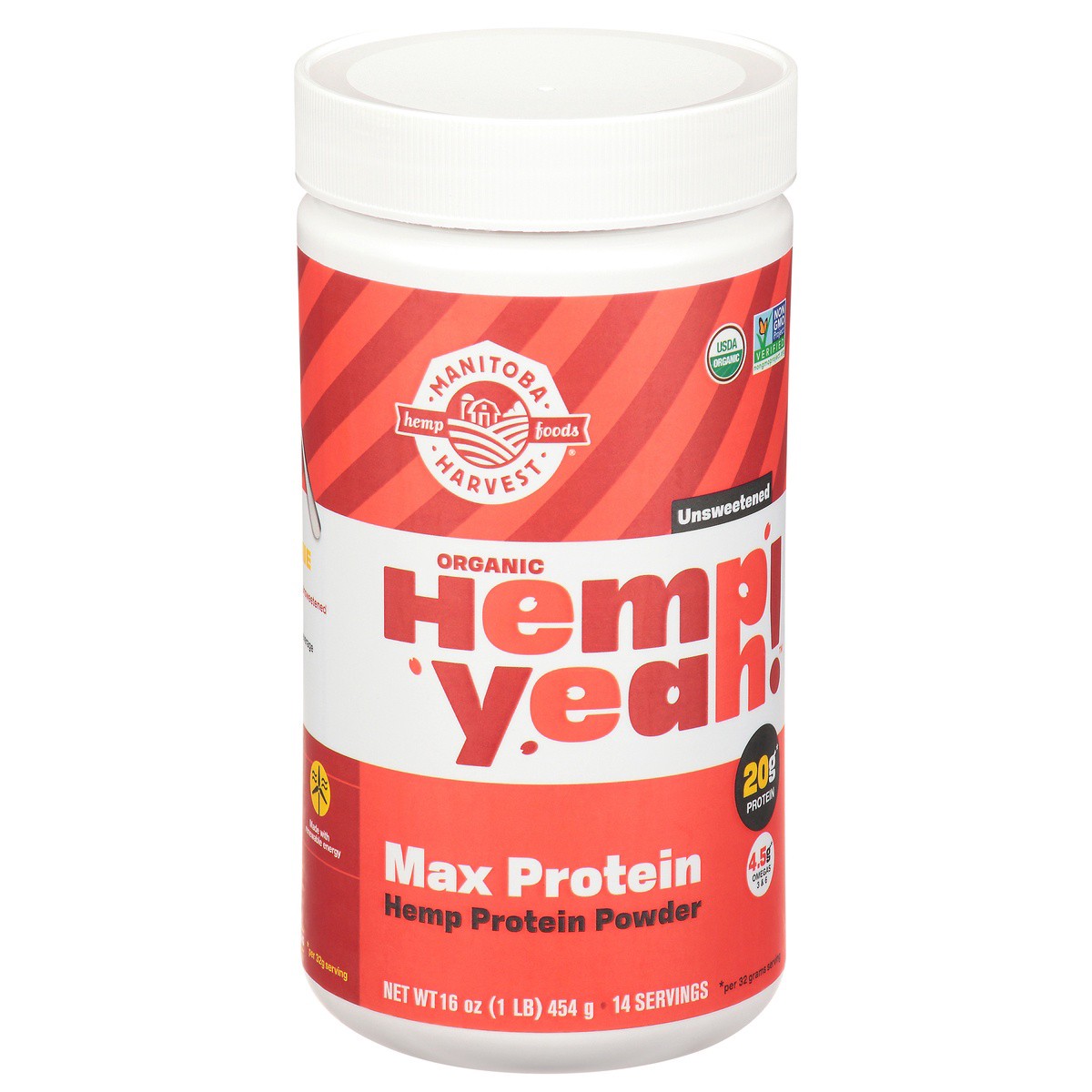 slide 2 of 9, Manitoba Harvest Hemp Yeah! Organic Max Protein Hemp Protein Powder 16 oz Container, 16 oz