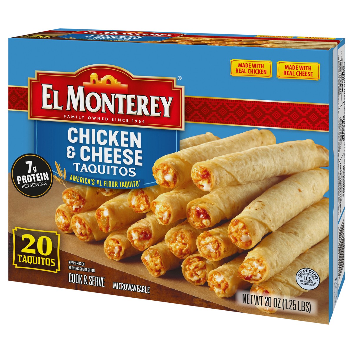 slide 3 of 9, El Monterey Chicken & Cheese Taquitos 20 ea, 20 ct