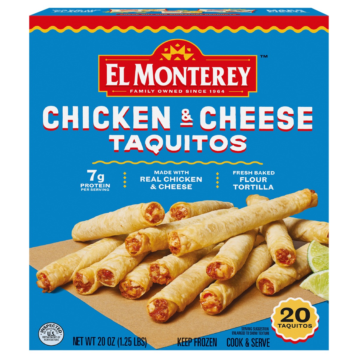 slide 1 of 9, El Monterey Chicken & Cheese Flour Taquitos 20 ct, 20 oz (Frozen), 20 oz