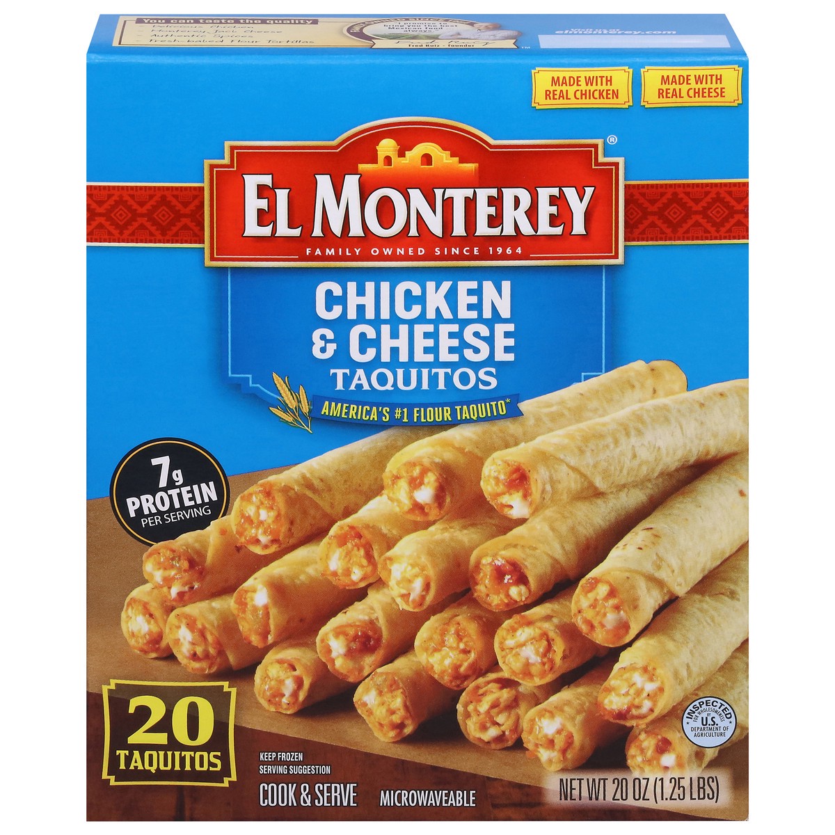 slide 1 of 9, El Monterey Chicken & Cheese Taquitos 20 ea, 20 ct