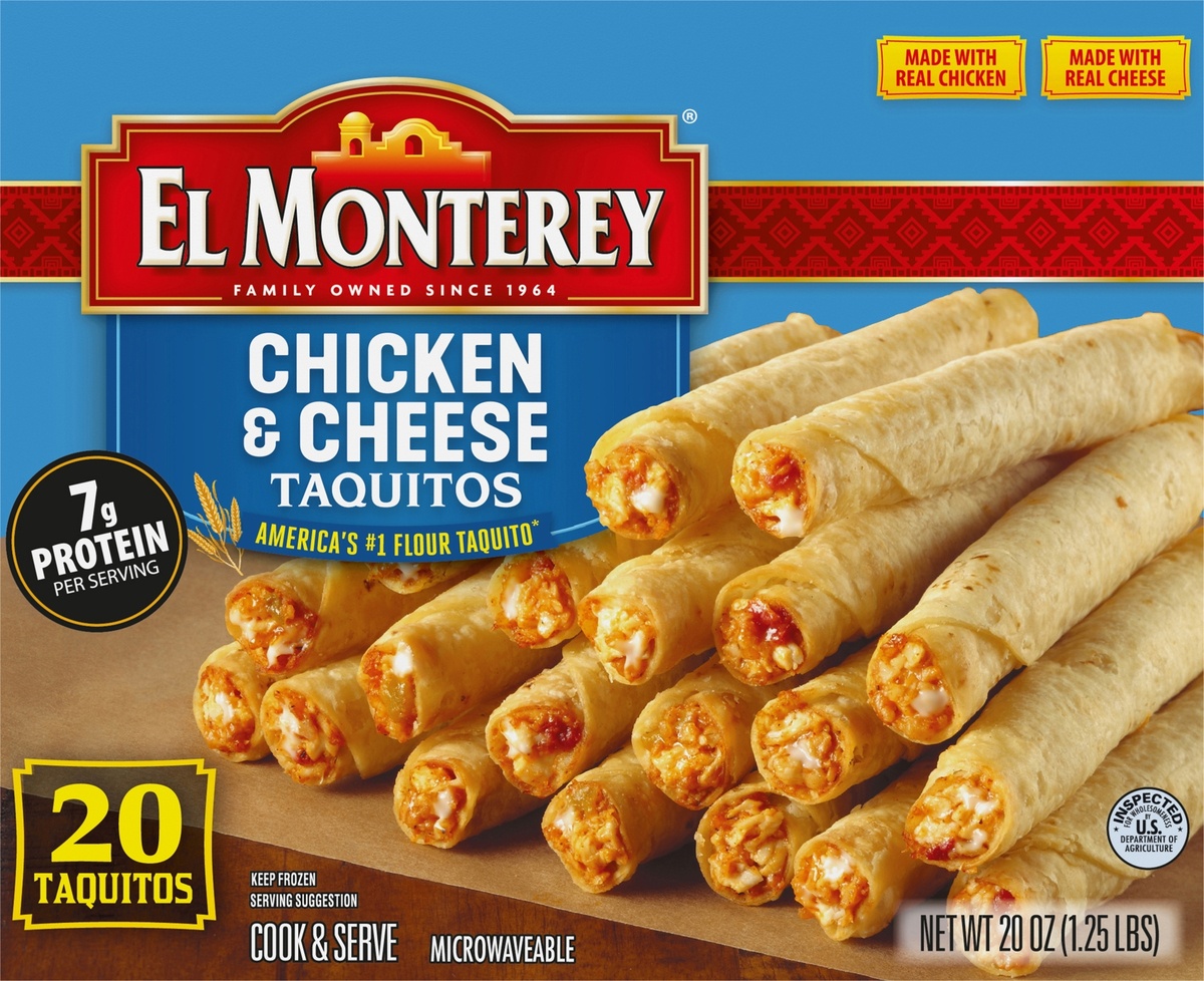 slide 9 of 11, El Monterey Chicken And Cheese Taquitos, 20 ct