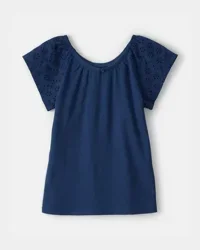 Carter's Girls Eyelet Top - Blue Navy, Size 4