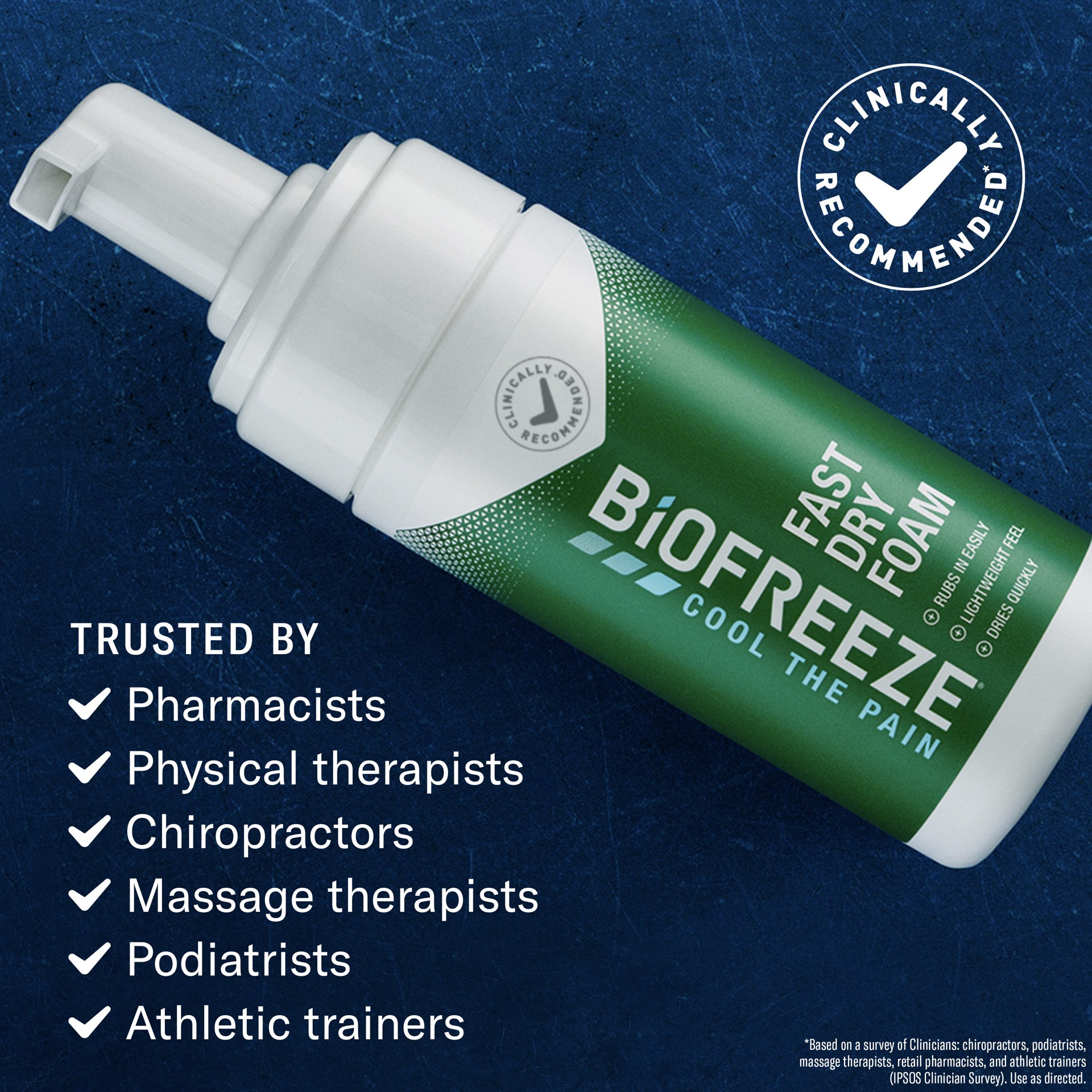 slide 3 of 5, Biofreeze Pain Relief Foam, 3 oz