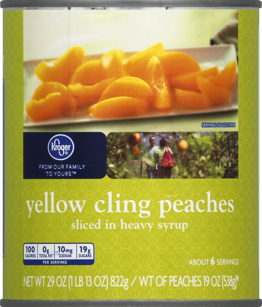 slide 5 of 6, Kroger Yellow Cling Sliced Peaches In Heavy Syrup, 29 oz