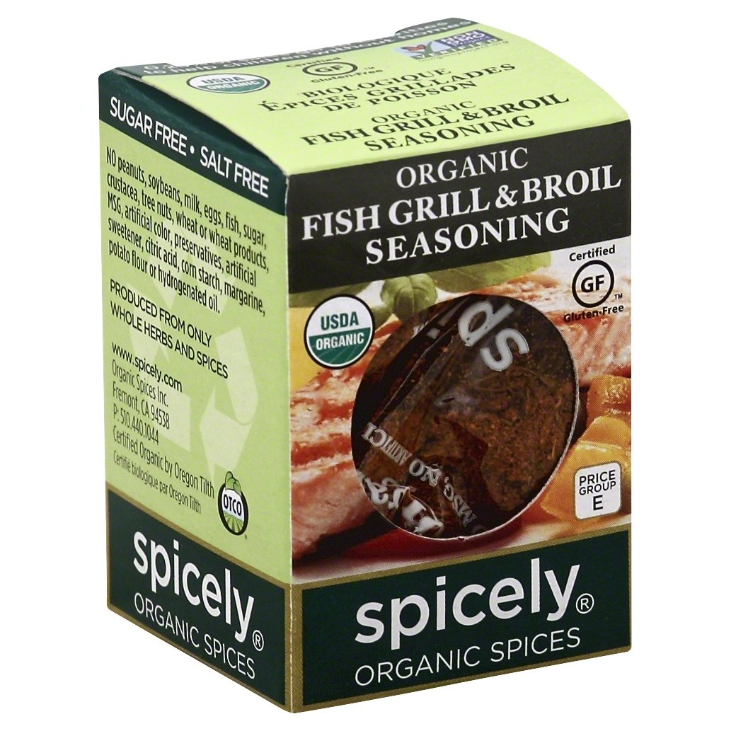 slide 1 of 4, Spicely Organic Spices Fish Grill & Broil Seasoning, 0.4 oz