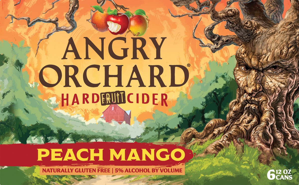 slide 4 of 8, Angry Orchard Peach Mango Hard Cider, Spiked (12 fl. oz. Can, 6pk.), 6 ct; 12 oz