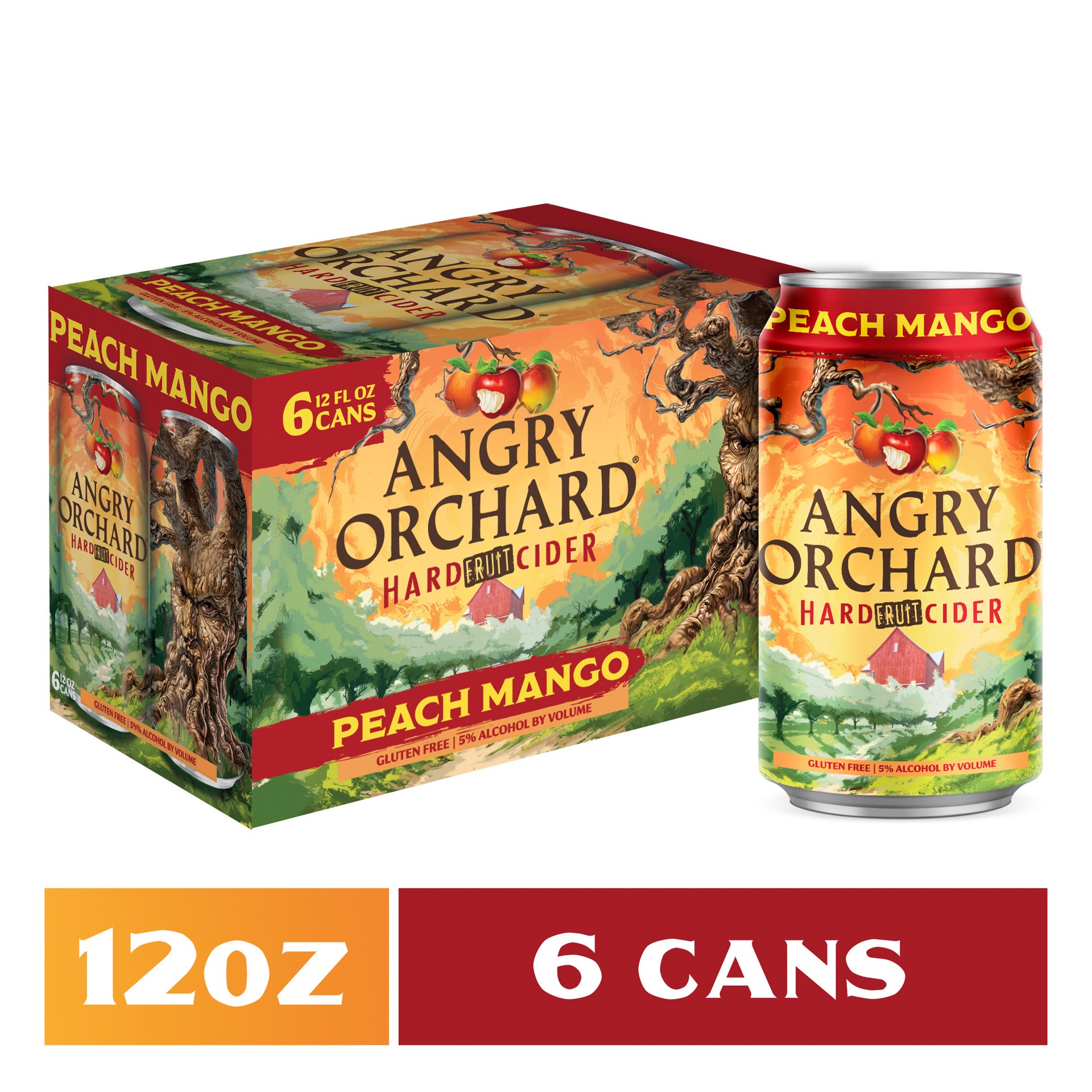 slide 1 of 8, Angry Orchard Peach Mango Hard Cider, Spiked (12 fl. oz. Can, 6pk.), 6 ct; 12 oz