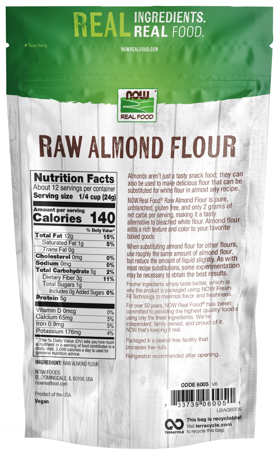 slide 2 of 3, NOW Real Food Almond Flour, Raw - 10 oz., 10 oz