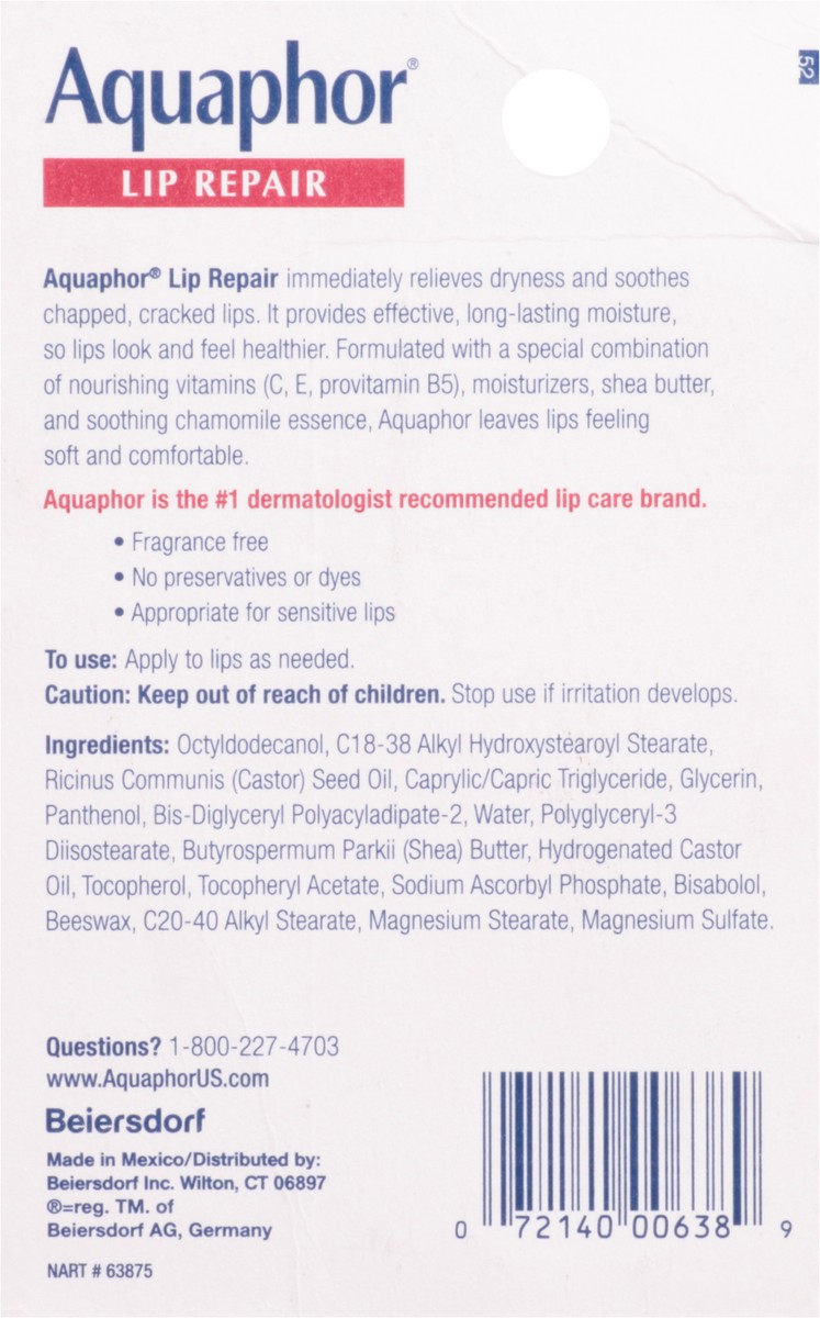 slide 2 of 9, Aquaphor Lip Repair .35 fl. oz. Carded Pack, 0.35 fl. oz