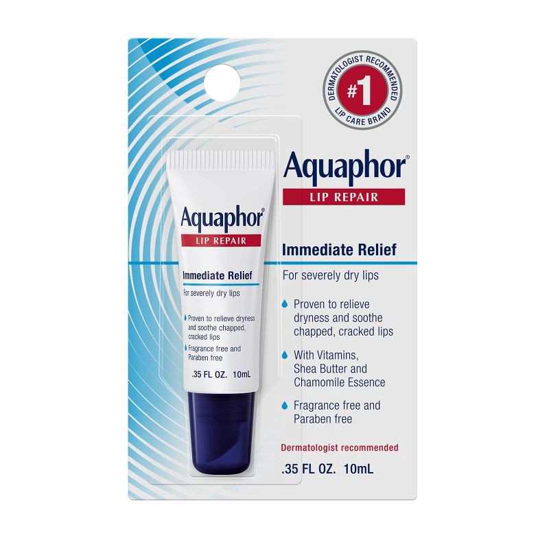 slide 1 of 9, Aquaphor Lip Repair .35 fl. oz. Carded Pack, 0.35 fl. oz