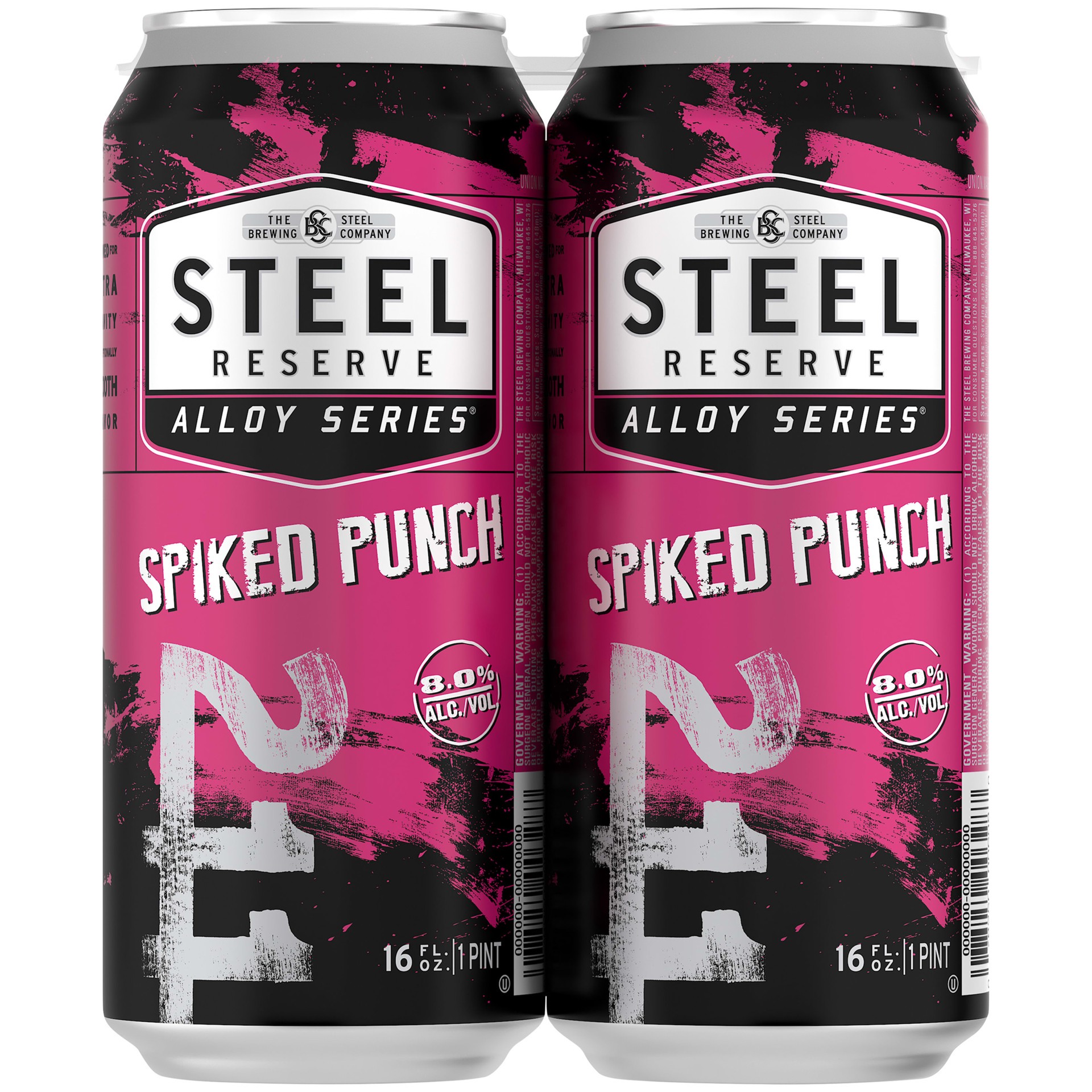 slide 2 of 5, Steel Reserve Spiked Punch, Alloy Series, Flavored Malt Beverage, 4 Pack, 16 fl. oz. Cans, 8% ABV, 16 fl oz