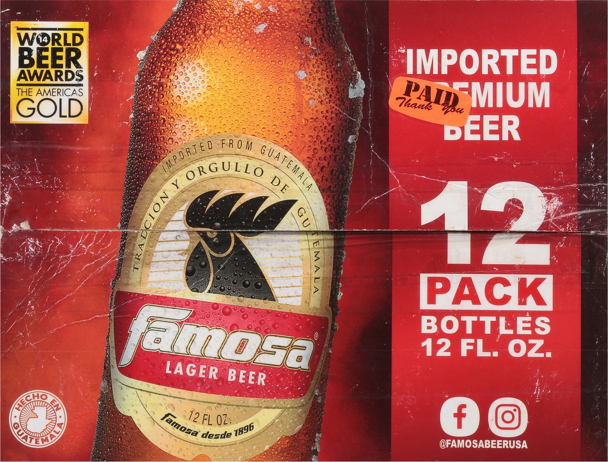 slide 8 of 9, Famosa Lager Beer 12 Pack 12 - 12 fl oz Bottles, 12 ct; 12 oz