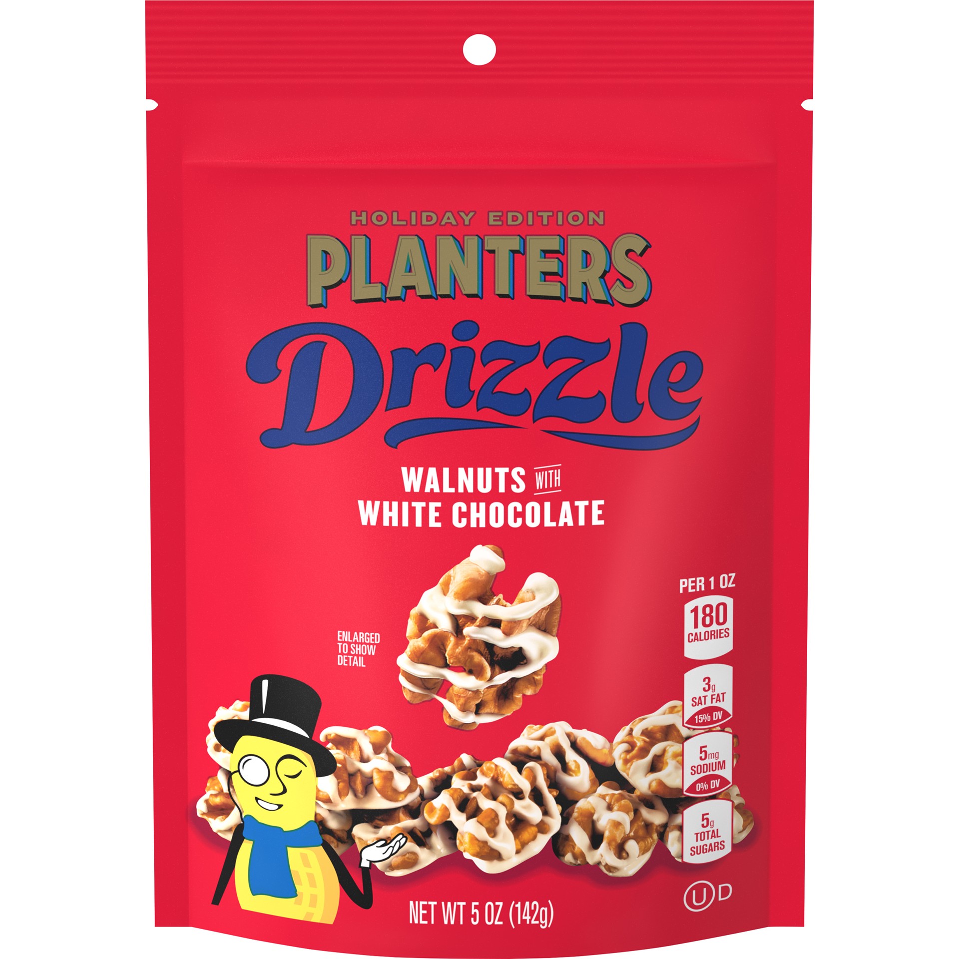 slide 1 of 5, Planters Drizzle Walnuts with White Chocolate 5 oz. Bag, 5 oz