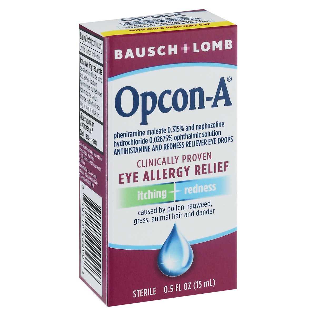 slide 2 of 13, Opcon-A Allergy Eye Drops by Bausch + Lomb, for Itch and Redness Relief, Red and Itchy Eyes Antihistamine Eye Drop, Clinically Proven Treatment, 0.5 Fl Oz, 0.50 fl oz