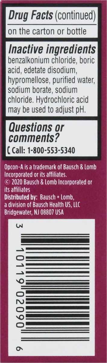 slide 13 of 13, Opcon-A Allergy Eye Drops by Bausch + Lomb, for Itch and Redness Relief, Red and Itchy Eyes Antihistamine Eye Drop, Clinically Proven Treatment, 0.5 Fl Oz, 0.50 fl oz