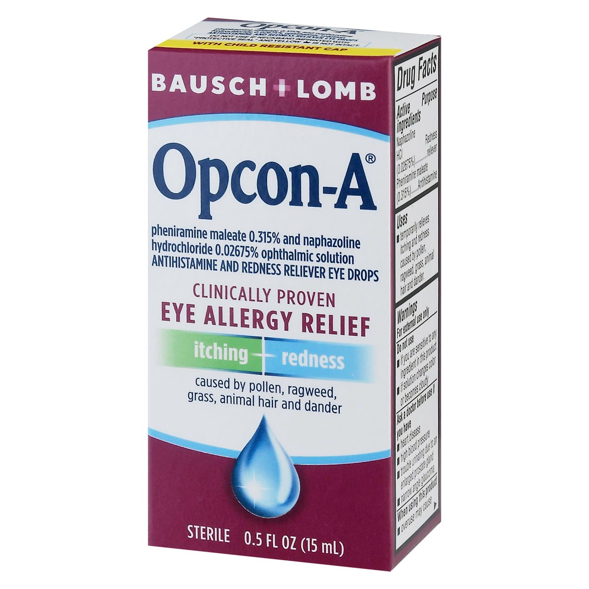 slide 9 of 13, Opcon-A Allergy Eye Drops by Bausch + Lomb, for Itch and Redness Relief, Red and Itchy Eyes Antihistamine Eye Drop, Clinically Proven Treatment, 0.5 Fl Oz, 0.50 fl oz