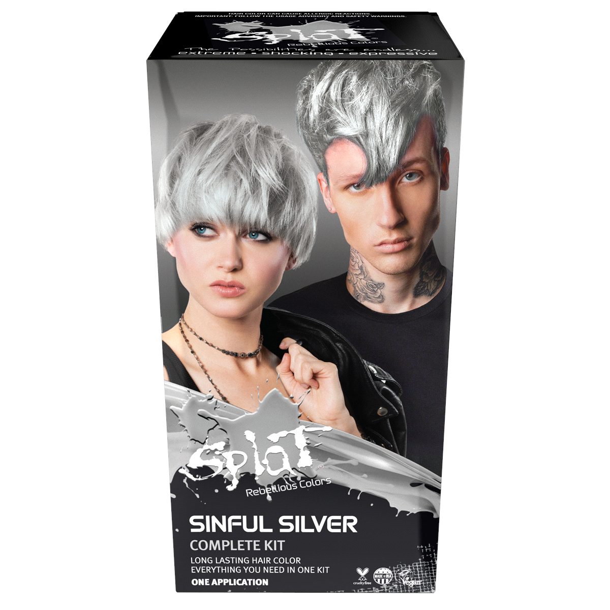 slide 1 of 5, Splat Rebelious Sinful Silver Hair Color, 1 ct