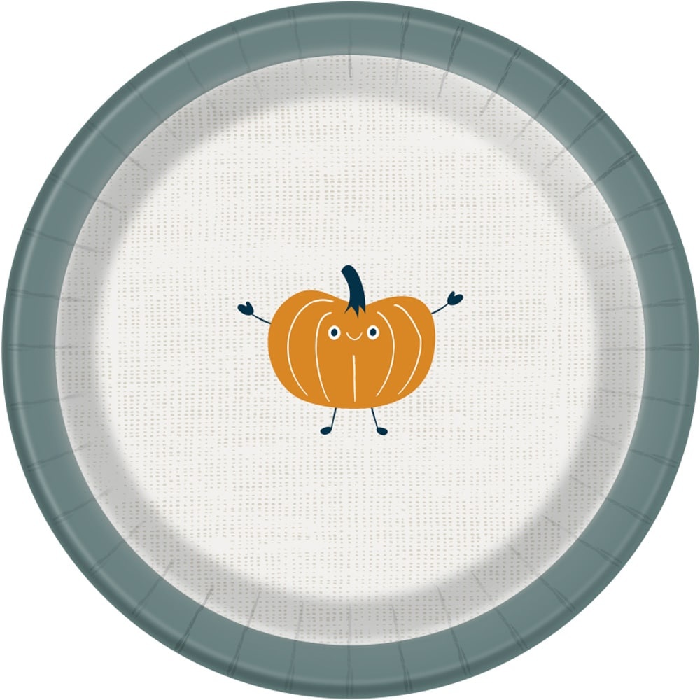 slide 1 of 1, Holiday Home Pumpkin Paper Plates - 8 Pack, 7 in