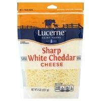 slide 1 of 1, Lucerne Dairy Farms Cheese Finely Shredded Cheddar White Sharp, 