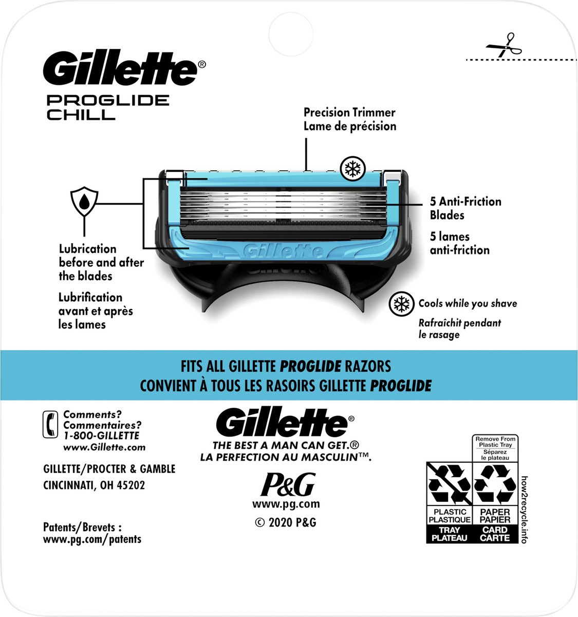 slide 2 of 3, Gillette ProGlide Chill Razor Refills for Men, 4 Blade Refills, 4 ct