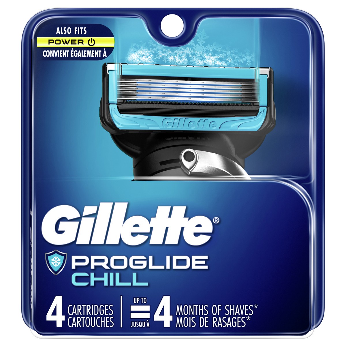 slide 1 of 3, Gillette ProGlide Chill Razor Refills for Men, 4 Blade Refills, 4 ct