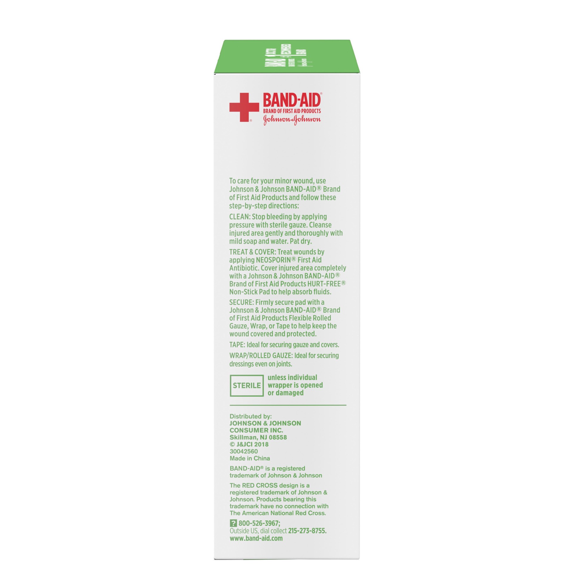 slide 5 of 7, BAND-AID Hurt-Free Non-Stick Pads with Hurt-Free Design for Wound Care & Wound Protection, Highly-Absorbent Individually-Wrapped Sterile Pads, Large Size, 3 inches x 4 inches, 10 ct