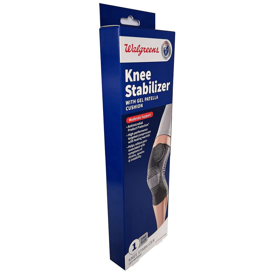 slide 3 of 3, Walgreens Knee Stabilizer With Gel Patella Cushion One Size, 1 ct