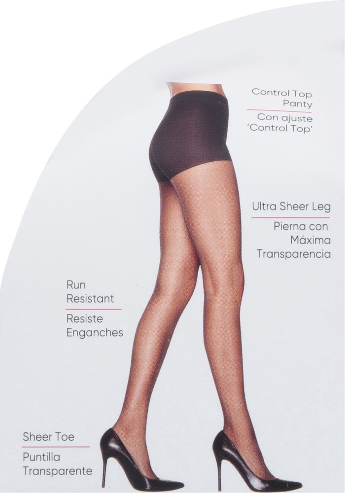 slide 3 of 4, L'Eggs Ultra Sheer Run Resist Control Top Sheer Toe - Black Mist, 1 ct