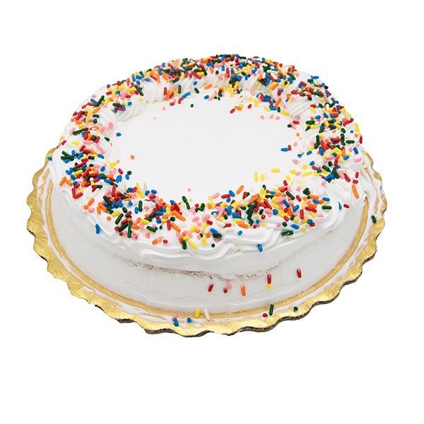 slide 1 of 1, 8 Inch Single Layer Satin Whip Iced Yellow Cake, 1 ct