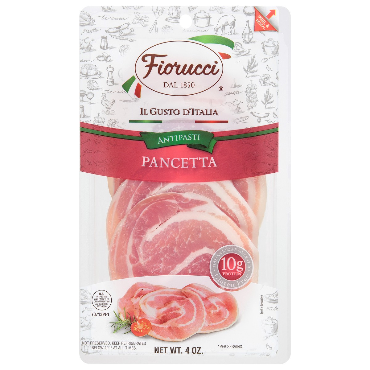 slide 11 of 14, Fiorucci Sliced Pancetta, 4 oz