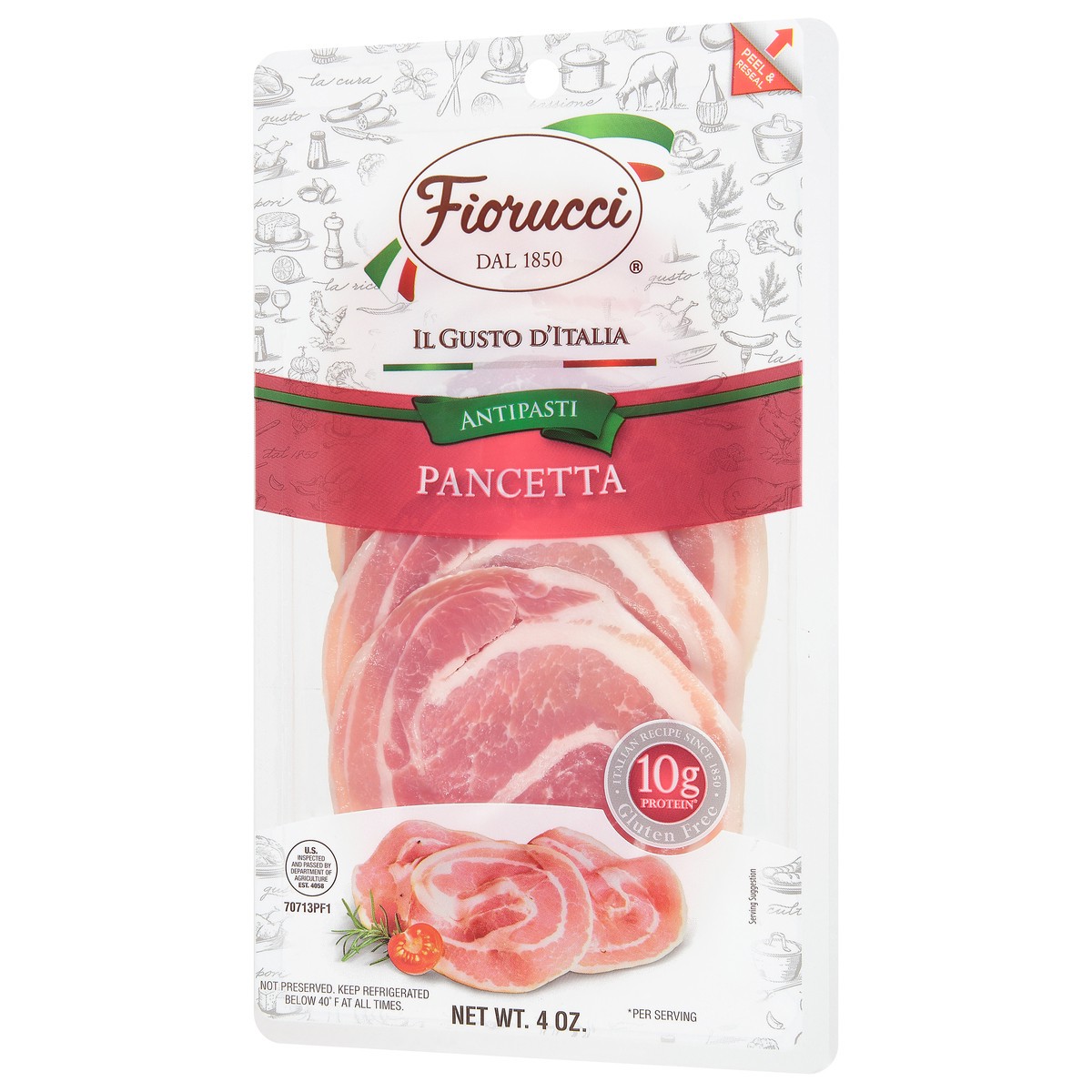 slide 6 of 14, Fiorucci Sliced Pancetta, 4 oz