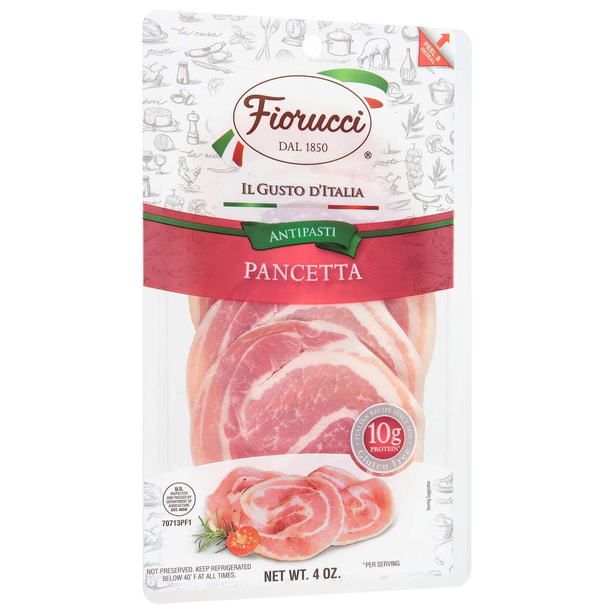 slide 3 of 14, Fiorucci Sliced Pancetta, 4 oz