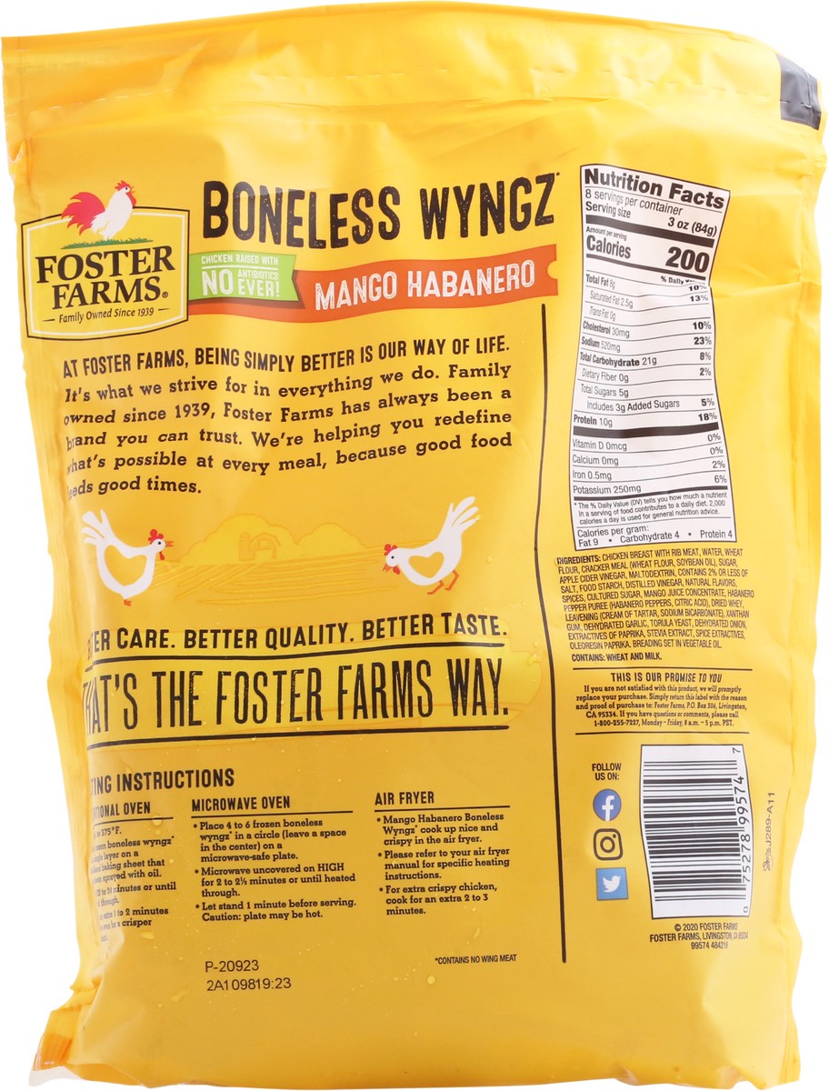 slide 3 of 12, Foster Farms Mango Habanero Boneless Wyngz 24 oz, 24 oz