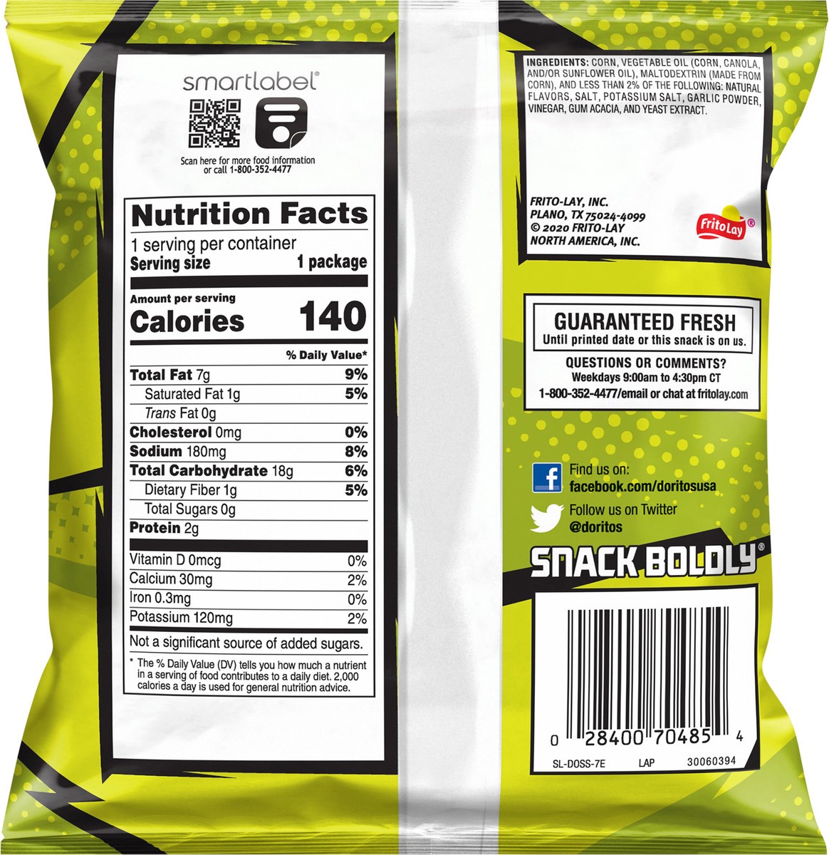 slide 2 of 3, Doritos Tortilla Chips Tangy Pickle Flavored 1 Oz, 1 oz